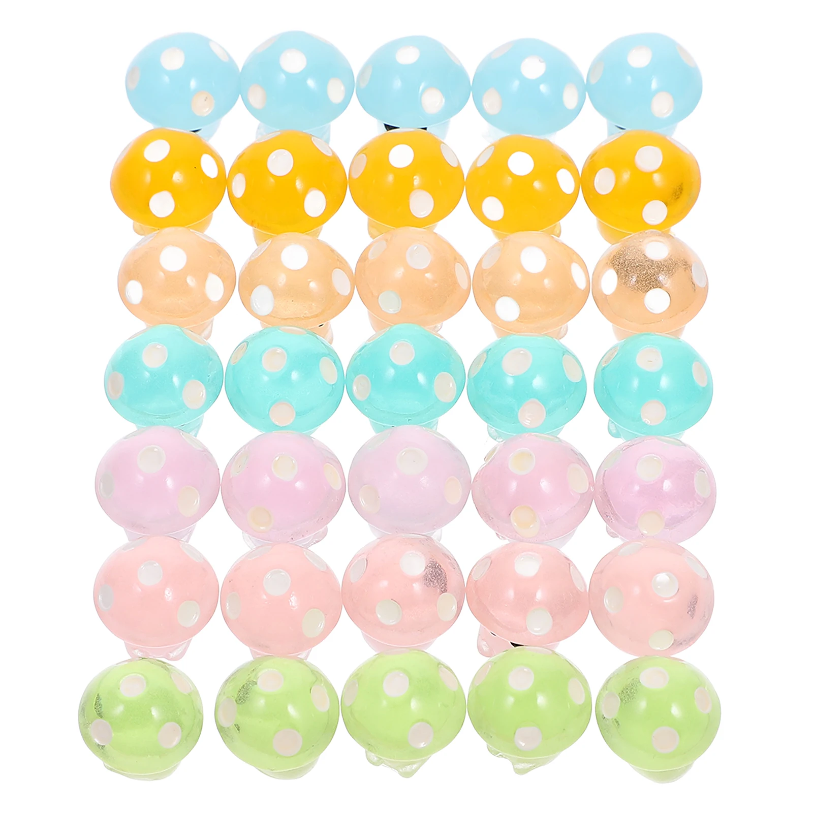 

35pcs Glow In The Dark Mushroom Ornaments Resin Mini Lifelike Simulation Miniature Mushrooms For Garden Indoor Outdoor Decor