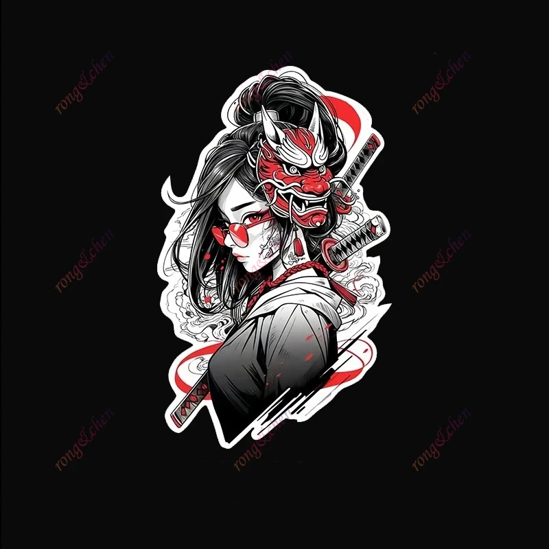 

Сексуальная наклейка на автомобиль для девочек, воин-самурай, маска Oni для мотоциклетного гоночного шлема, ноутбука, багажника, кузова, окна автомобиля, виниловые наклейки из ПВХ