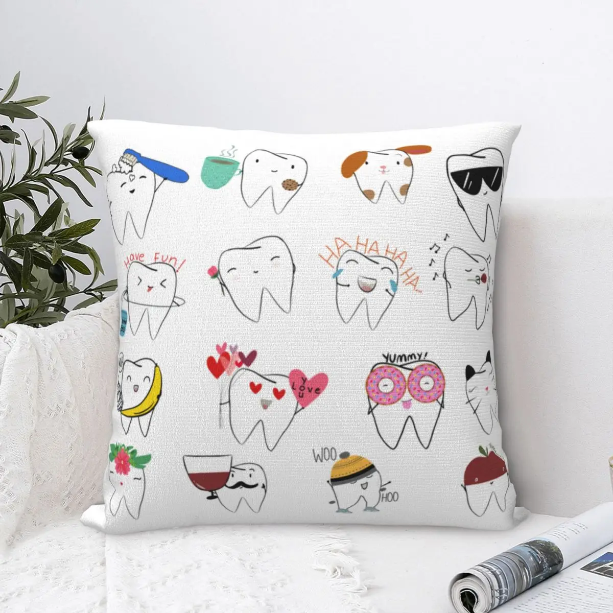 Teeth Baby Pillow Case Dentist Dentistry Dental Hygienist Cushion Covers Customized  Decorative Pillowcover for Seat 40x40cm