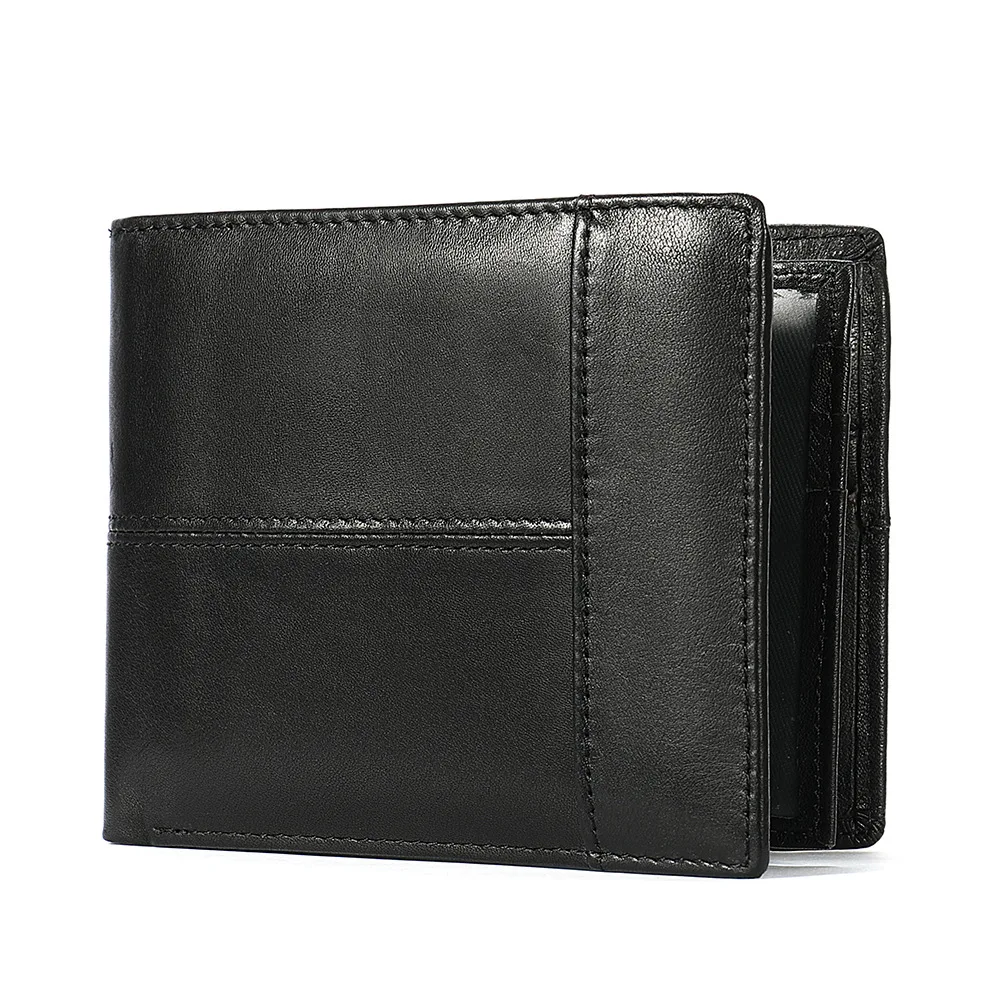 

Bifold Mens Wallets Genuine Leather Wallet for Men RFID Blocking with ID Window Zip Coin Purse Cardholder Money Bags