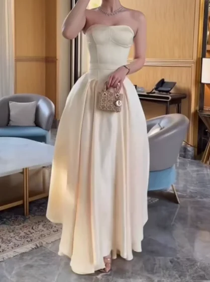 아라빈 나이트 우아한 이브닝 드레스 스트랩리스 럭셔리 프롬 가운 플로어-길이 쉬폰 파티 드레스 맞춤형