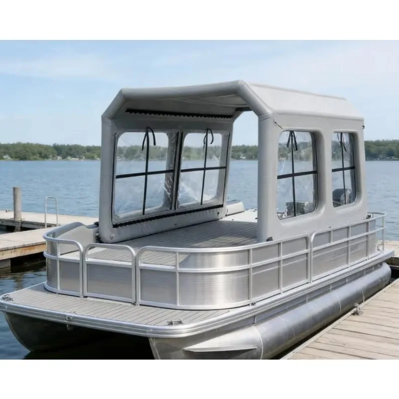Waterproof Inflatable Boat Enclosure Foldable Pontoon Boat Canopy with Clear View Windows for Rain & Sun Protection