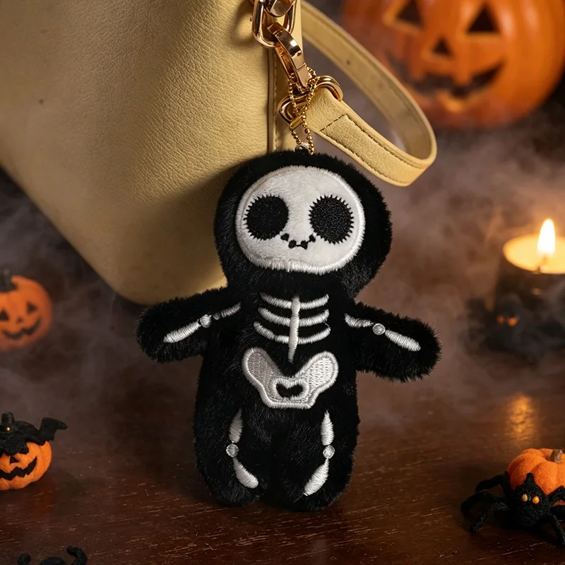 1Pc 12cm Colorful Luminous Skeleton Man Plush Pendant Toy Kawaii Halloween Decor Skeleton Dolls Nice Gift for Halloween