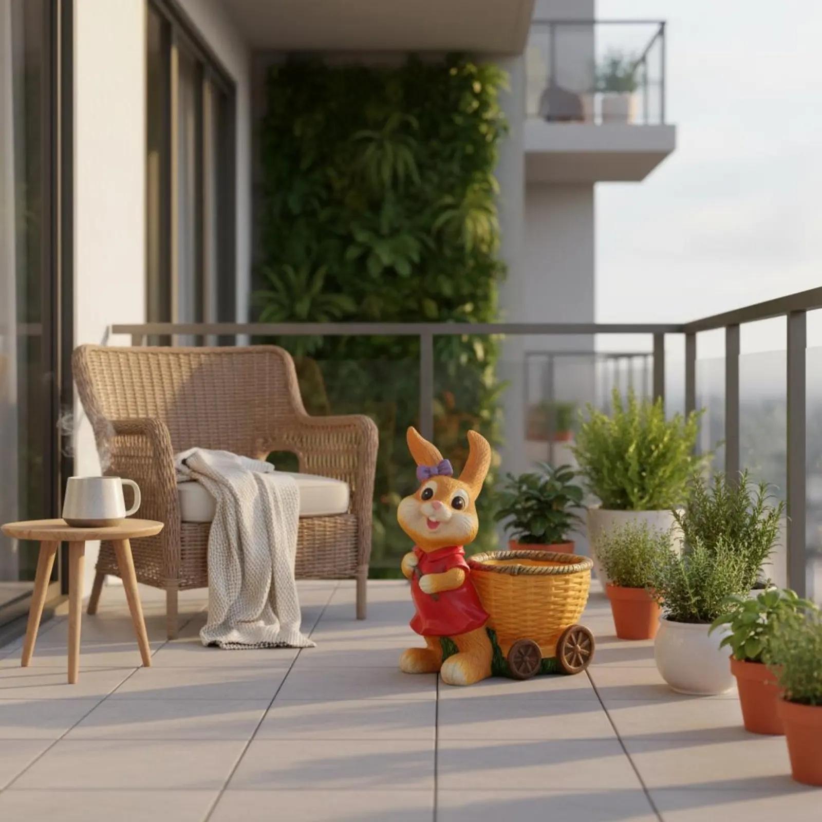 Bunny Flower Pot Sculpture Cute Easter Rabbit Planter Decor Rabbit Planter Statue Festive Resin Bunny Statue for Lawn, Balcony