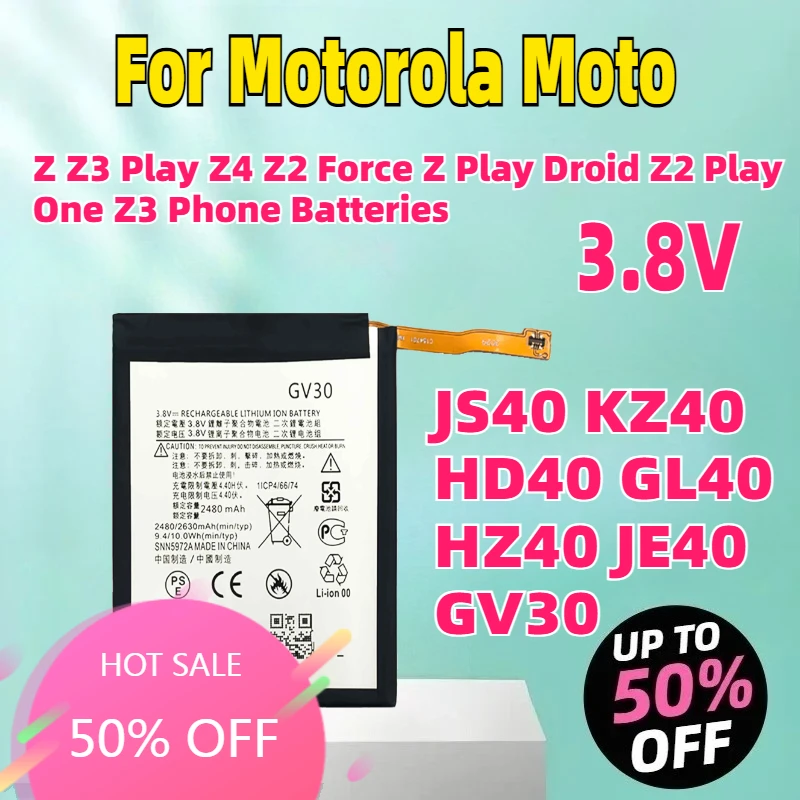 

Battery KZ40 JS40 HD40 GL40 HZ40 JE40 GV30 For Motorola Moto Z Z3 Play Z4 Z2 Force Z Play Droid Z2 Play One Z3 Phone Batteries