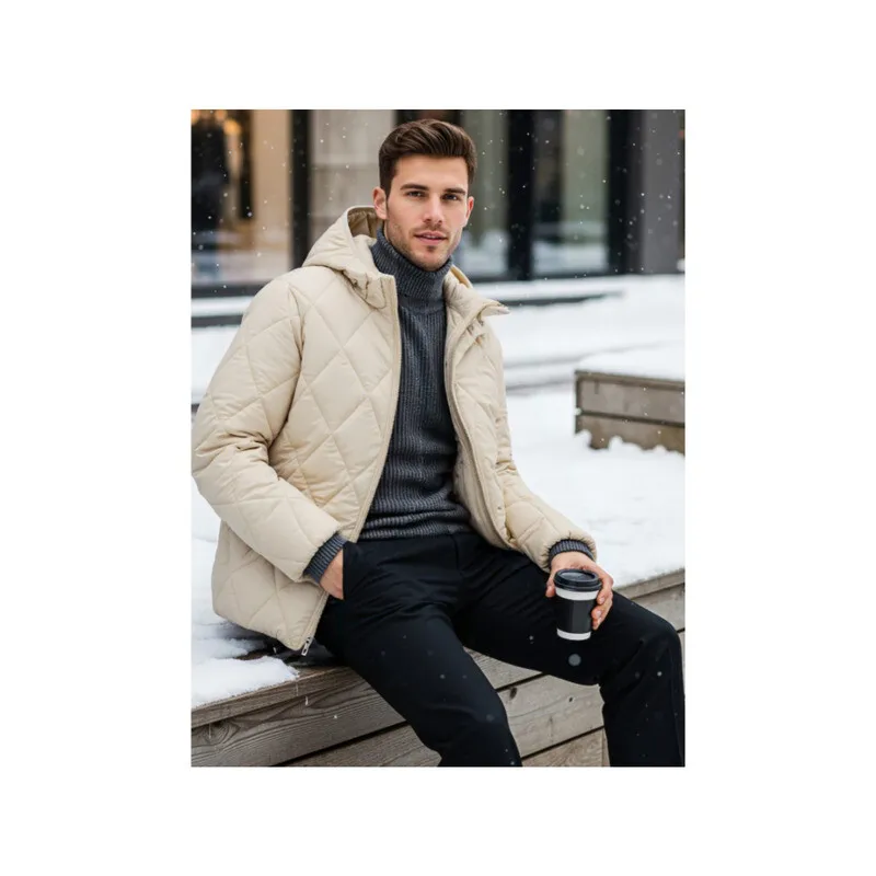 

Lightweight & Warm! Fall-Winter American Cotton Coat - Diamond-Pattern Hooded, Versatile, For Daily Wear, Outdoor & Commuting