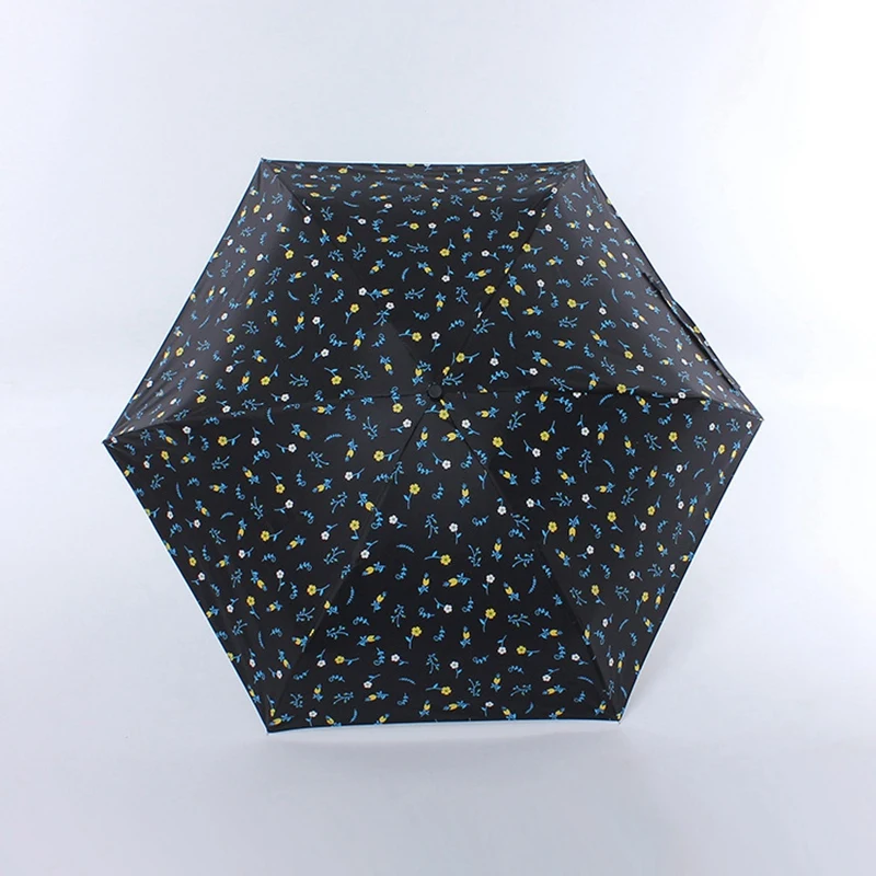 Flower UV Fresh Small Flowers Pattern 5-Folding Rainy Mini Pocket Umbrella For Women Anti-UV Small Parasol Umbrellas