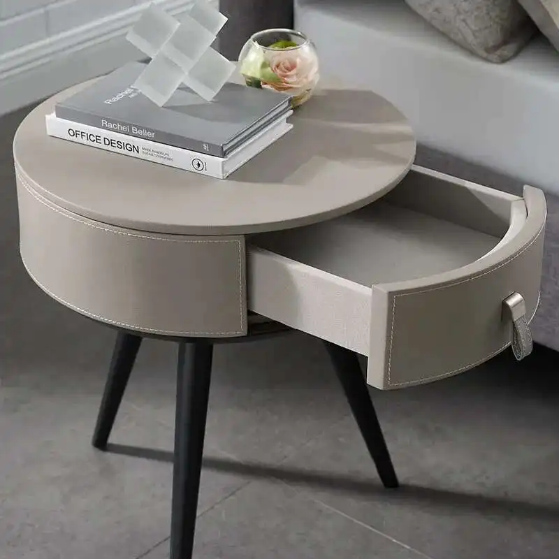 

Nordic Creative Round Nightstand Minimalist Modern Bedside Table Light Luxury Nightstand Bedroom Furniture Storage cabinets Z