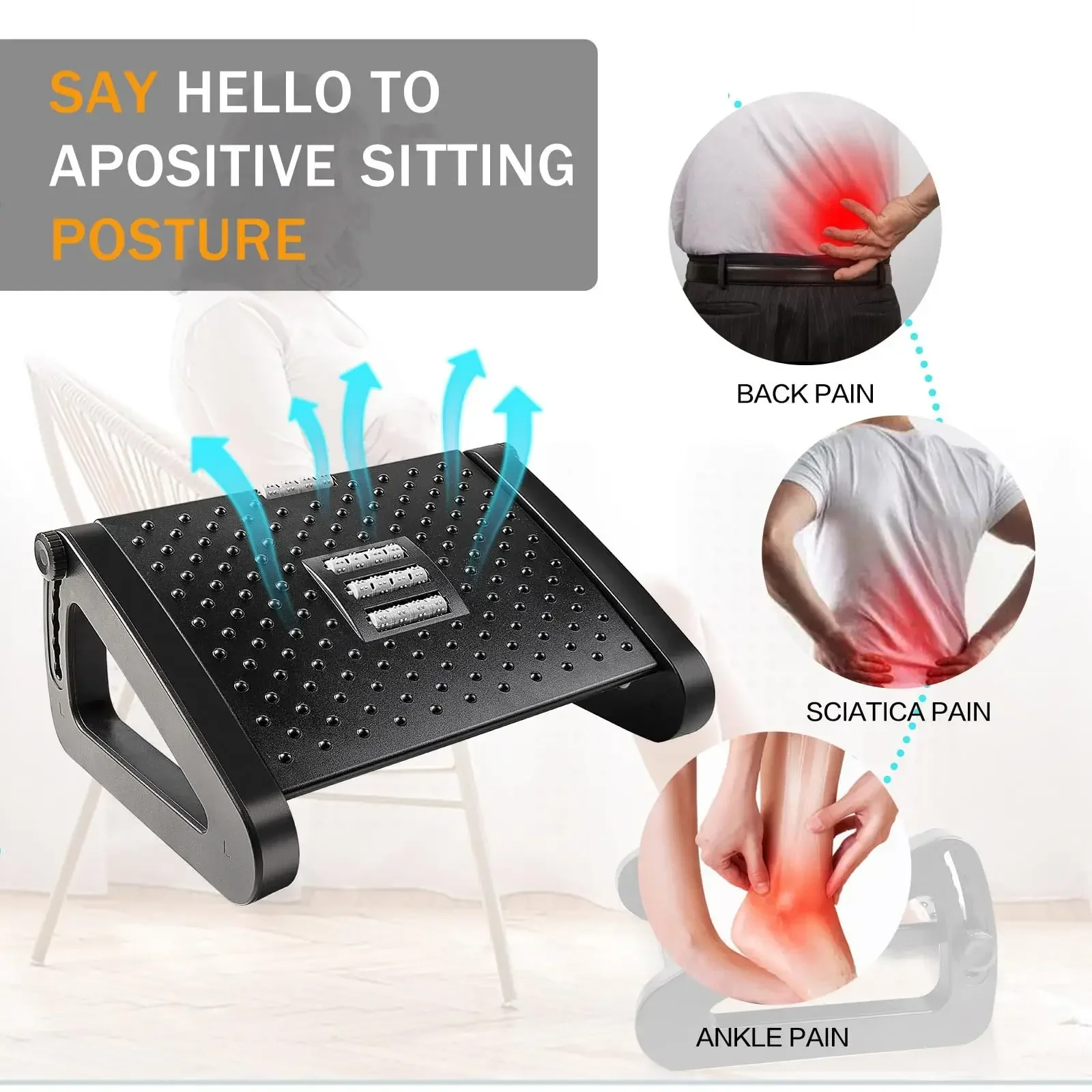 Foot Rest with Massage Surface Height Adjustable High Chair Footrest for Office Gaming Chair For Travel Work Home image 5