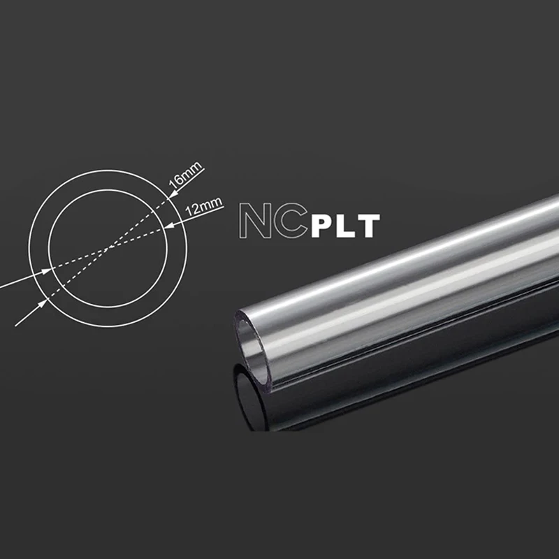 أنبوب صلب شفاف مبرد بالماء للكمبيوتر ، لا يوجد أنبوب رابط مشطوف ، طول من من من من من من من شطف ، 16 من شطف أو 12 من الشطب ، شفاف ، 4 عبوات