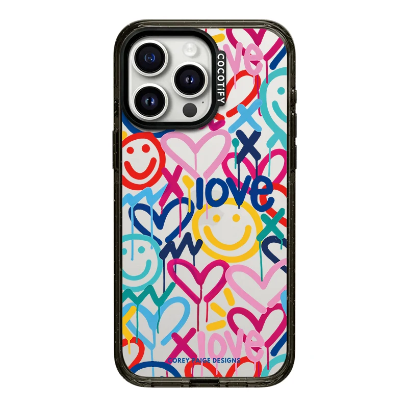 Funda de teléfono de lujo con diseño de flores silvestres, Graffiti, amor, para iPhone 12, 13, 14, 15, 16 Pro Max Plus, funda acrílica con perlas de cereza