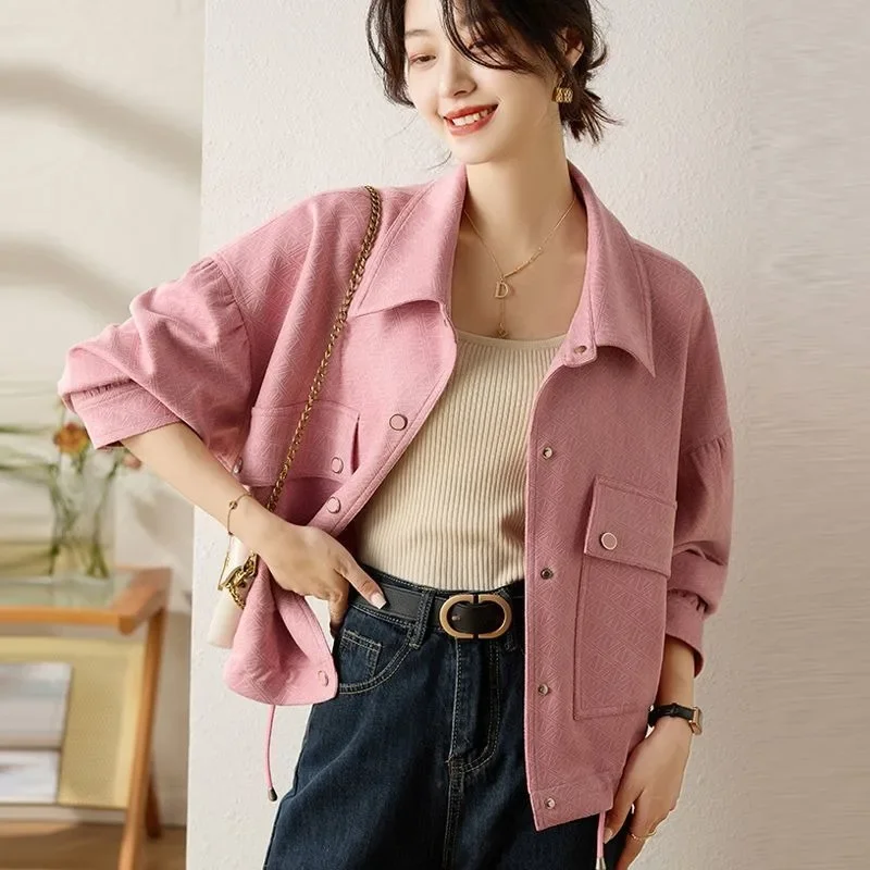 2024 Early Spring High-Grade Women Suede Jacket Female Fashion Loose Short Outcoat Temperament Casual Versatile Outerwear