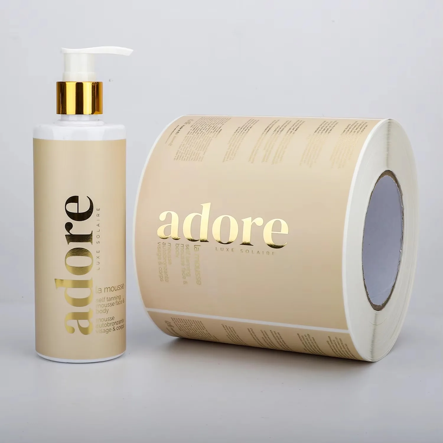 Custom Waterproof Vinyl | Gold Foil Cosmetic Labels | Shampoo Skincare Logo Sticker Roll | Bottle Packaging Label
