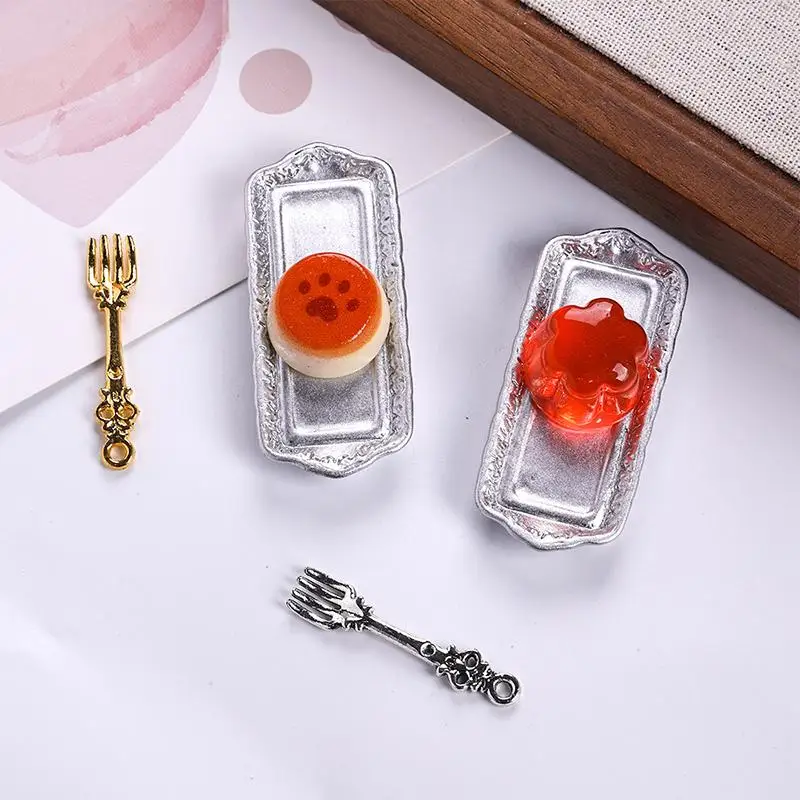 /Kb/Miniature Simulated Steak Set Vintage Silver Serving Trays Perfect For Dollhouse Kitchen Diorama Craft Projects 10pcs