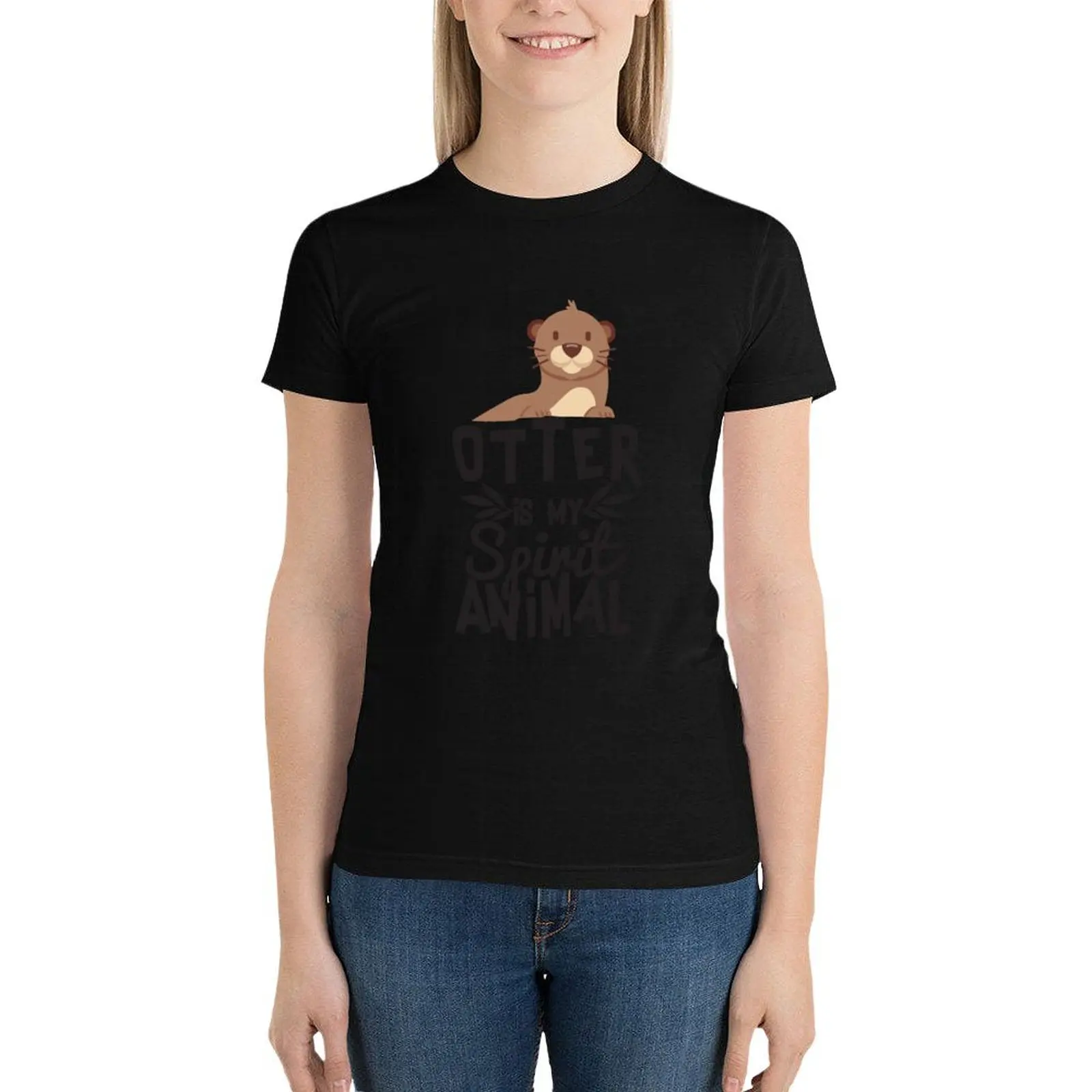 Cute Otter Is My Spirit Animal Funny Animal Quote T Shirt T-Shirt summer top female woman t shirt