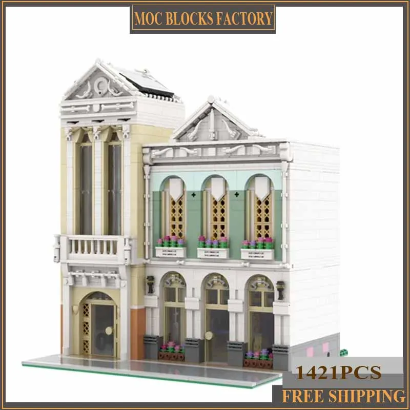 

Street View Model Moc Building Bricks Baby Store And Laundry Technology Modular Blocks Gifts Christmas Toys DIY Sets Assembly