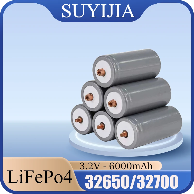 

3.2V 6000mAh 32700/32650 Lithium Iron Phosphate Battery 2000+ Cycles Safe LiFePO4 Cell for Solar Panel Scooter Backup Power
