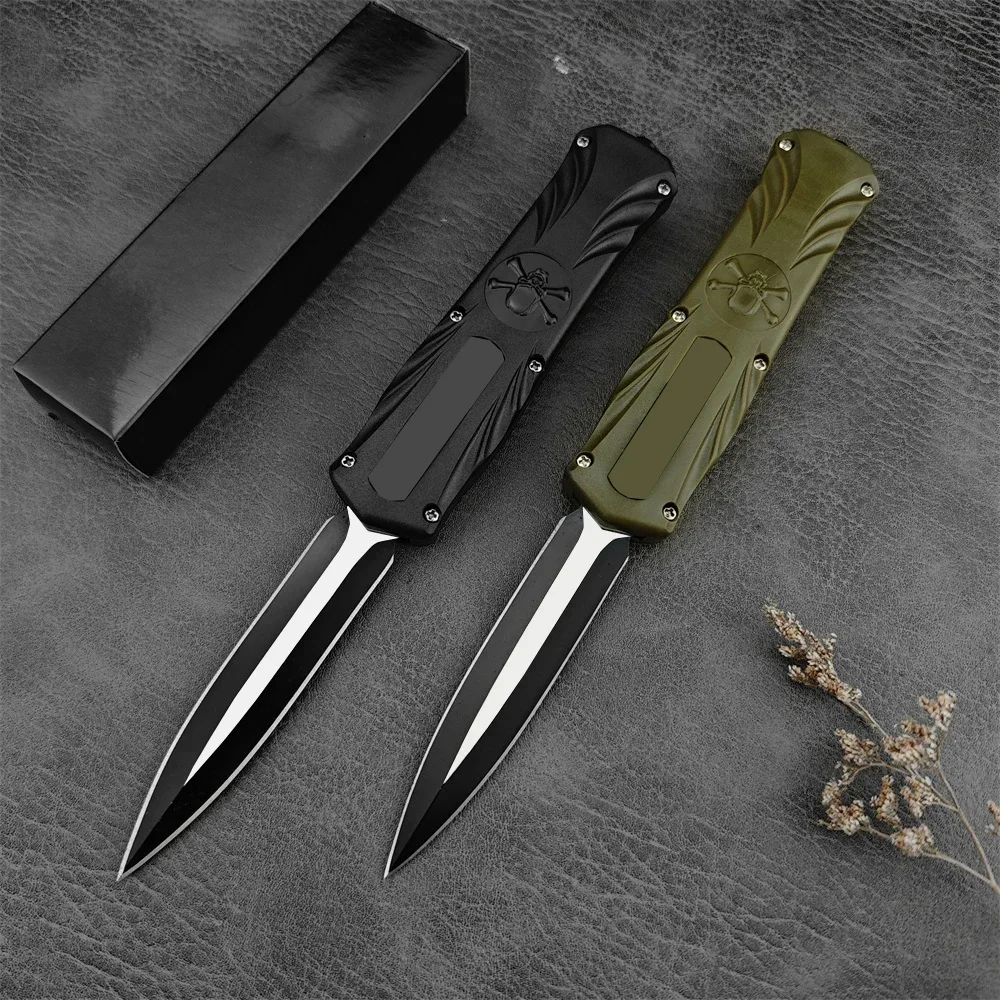 

Pocket Knife AU TO 440C Twin Peaks Blade ABS Handle Auxiliary Quick Release Fixed Blade Camping Hiking Portable Tool