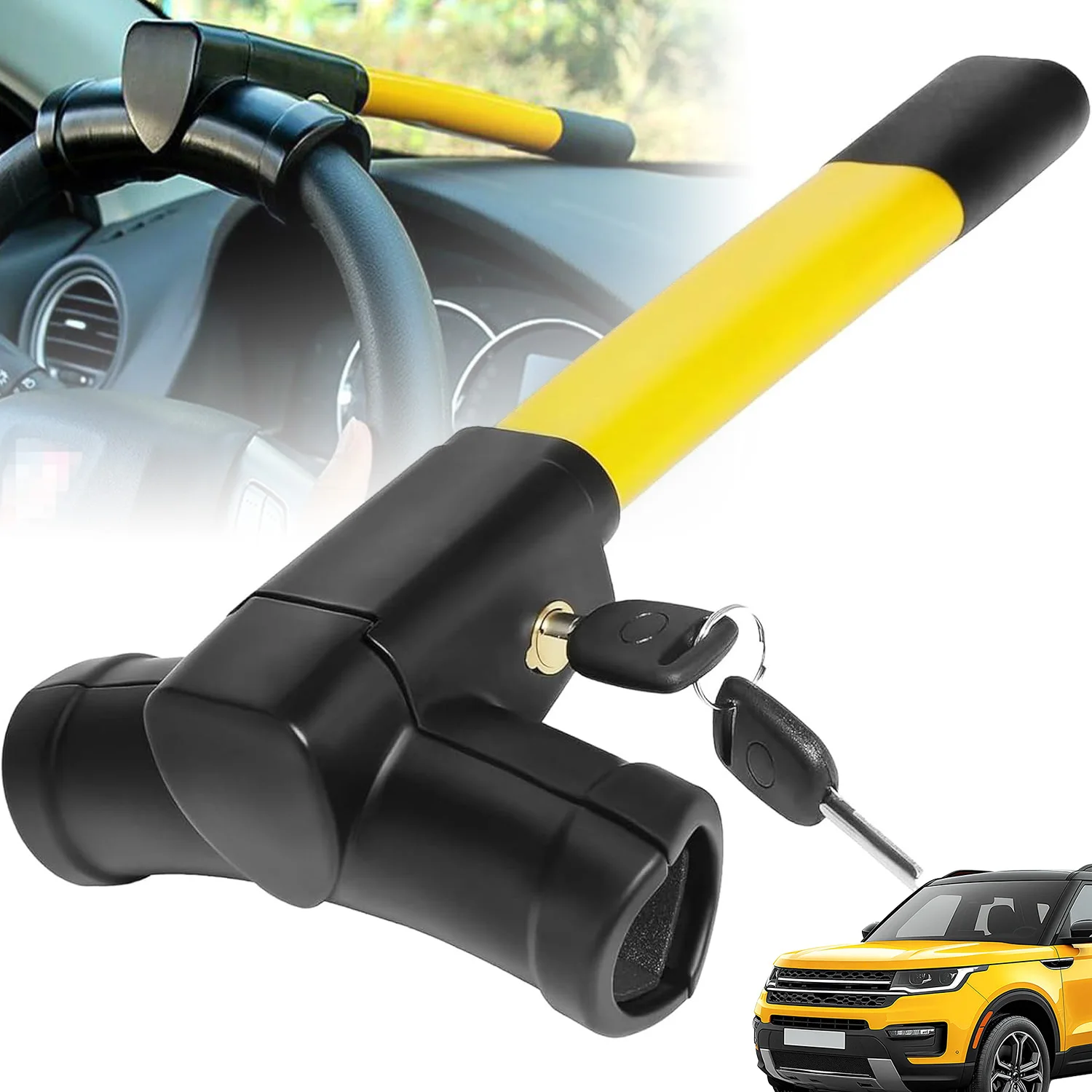 Verrou de volant universel antivol robuste pour camionnettes, voitures et SUV avec clés en forme de croissant