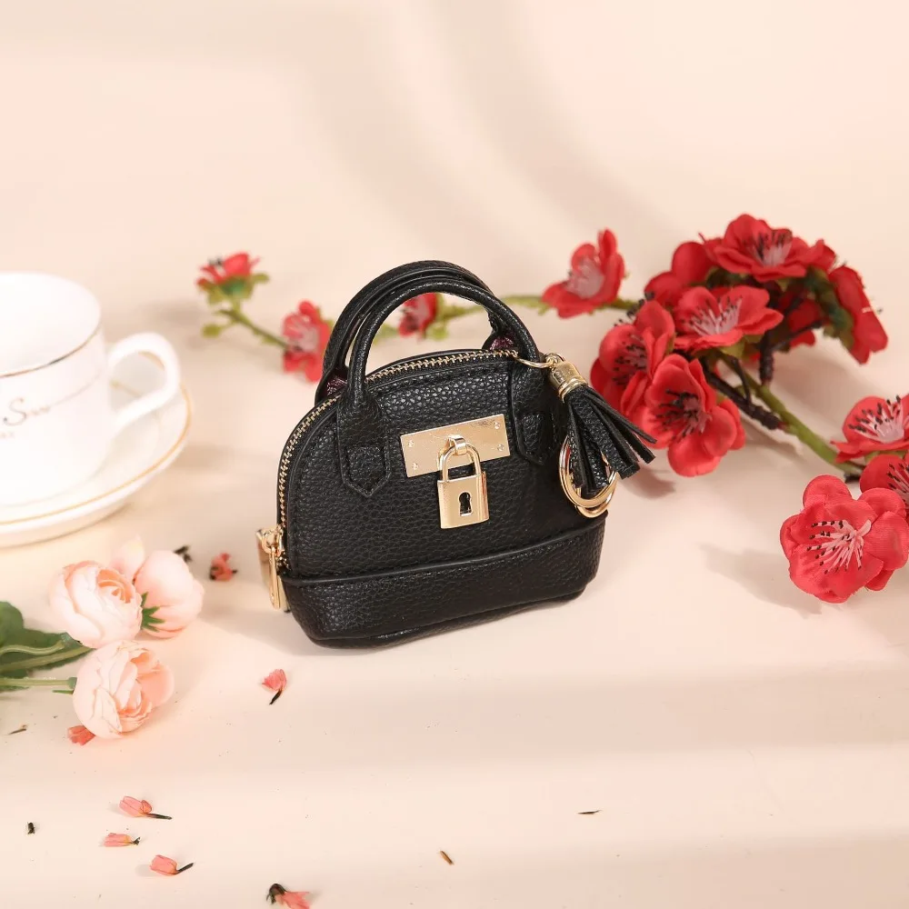 With Keychain Mini Luxury Headphone Bag Mini Handbag Pendant Leather Coin Bag Leather Fashionable Mini Handbag Keychain