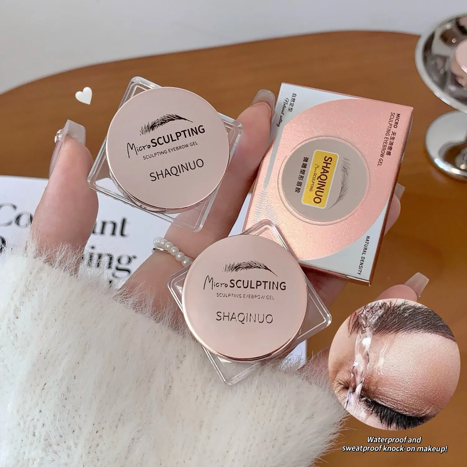 SHAQINUO جل الحواجب ثلاثي الأبعاد شفاف مقاوم للماء سريع الجفاف ذو مظهر طبيعي صابون الحواجب طويل الأمد لتصفيف الحواجب #4