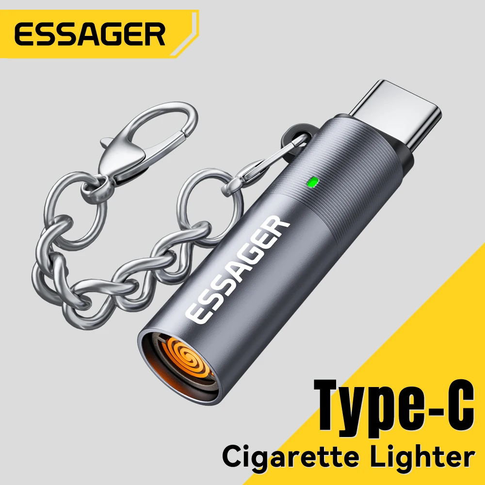 Мини-зажигалка Essager Type-C, вольфрамовая проволока, без пламени, безопасная энергосберегающая, можно носить на самолете, OTG-совместимая зажигалка USB-C
