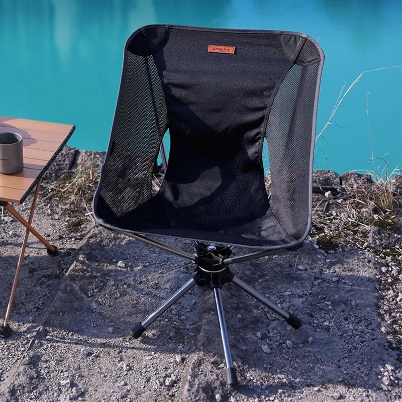 Chaise Pliante Rotative Résistante à 360 °, Chaise Lunaire Portable, Chaise de Plage, Pêche, Camping, Extérieur