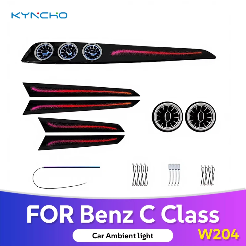 KYNCHO pour Mercedes Benz classe C W204 Kit de lumière ambiante mise à niveau des lumières de sortie d'air de Turbine avant lumière ambiante de voiture LED automobile