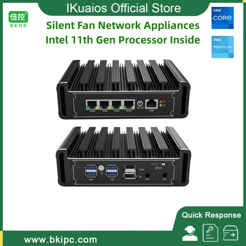 

IKuaiOS G31 Fanless Mini Firewall Router Tiger Lake 11th Gen Core i3 i5 i7 4x2.5GbE Compatible Pfsense OpenWrt ESXi 1449NP-12