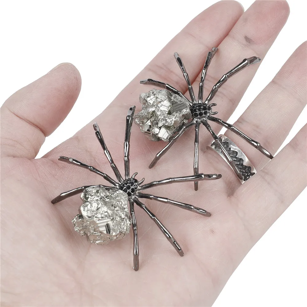 1PC Natural Pyrite Spiders Shape Home Decor Stones Raw Crystals Gold Stones Pyrites Reiki