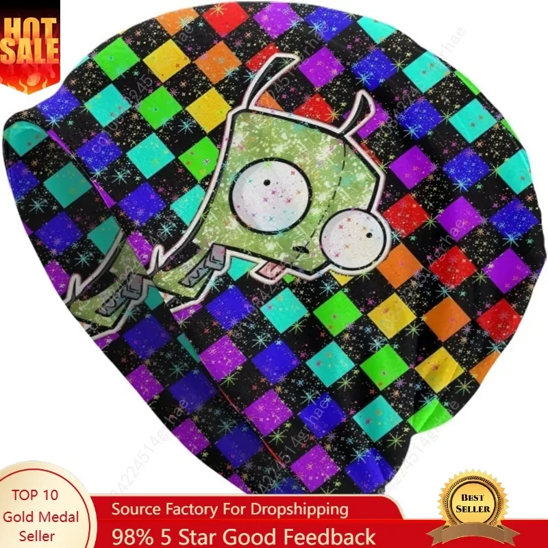 

Aldult Beanie Hats Invader Anime Zim Slouchy Skull Cap Thin Knit Hat for Men Women Headwear Black