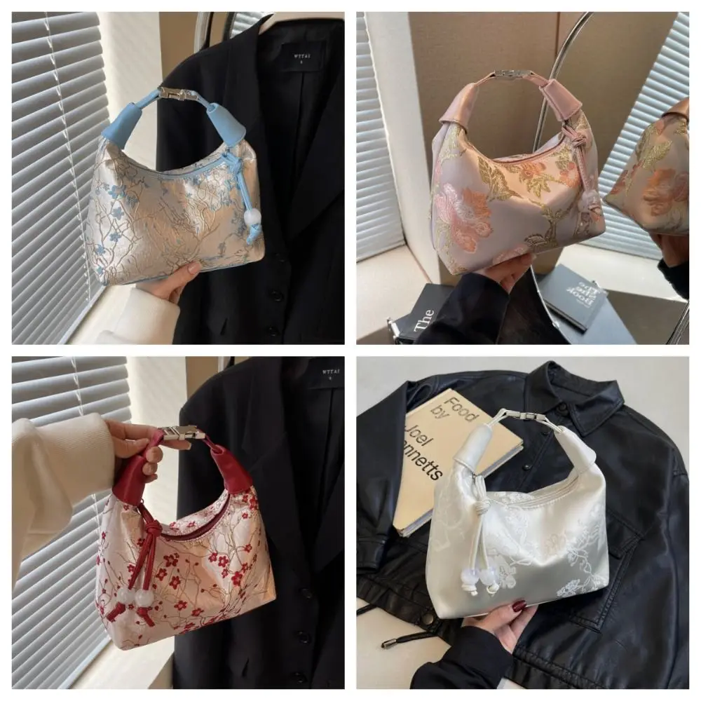 

Портативная сумка для подмышек Hanfu с вышивкой в китайском стиле, сумка на плечо, большая вместительная сумка Cheongsam, вечерние