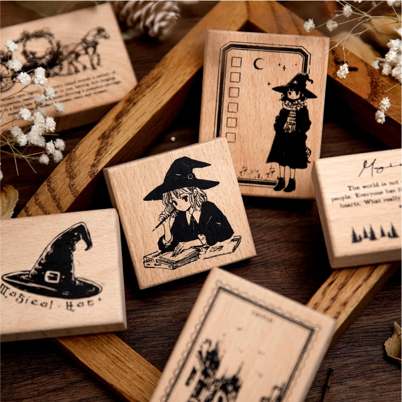 Magical Fairy Tales Handbook Seal DIY Retro Literary Daily Decoration Wooden Seal stamp Creative Stationery stamp wooden stamp