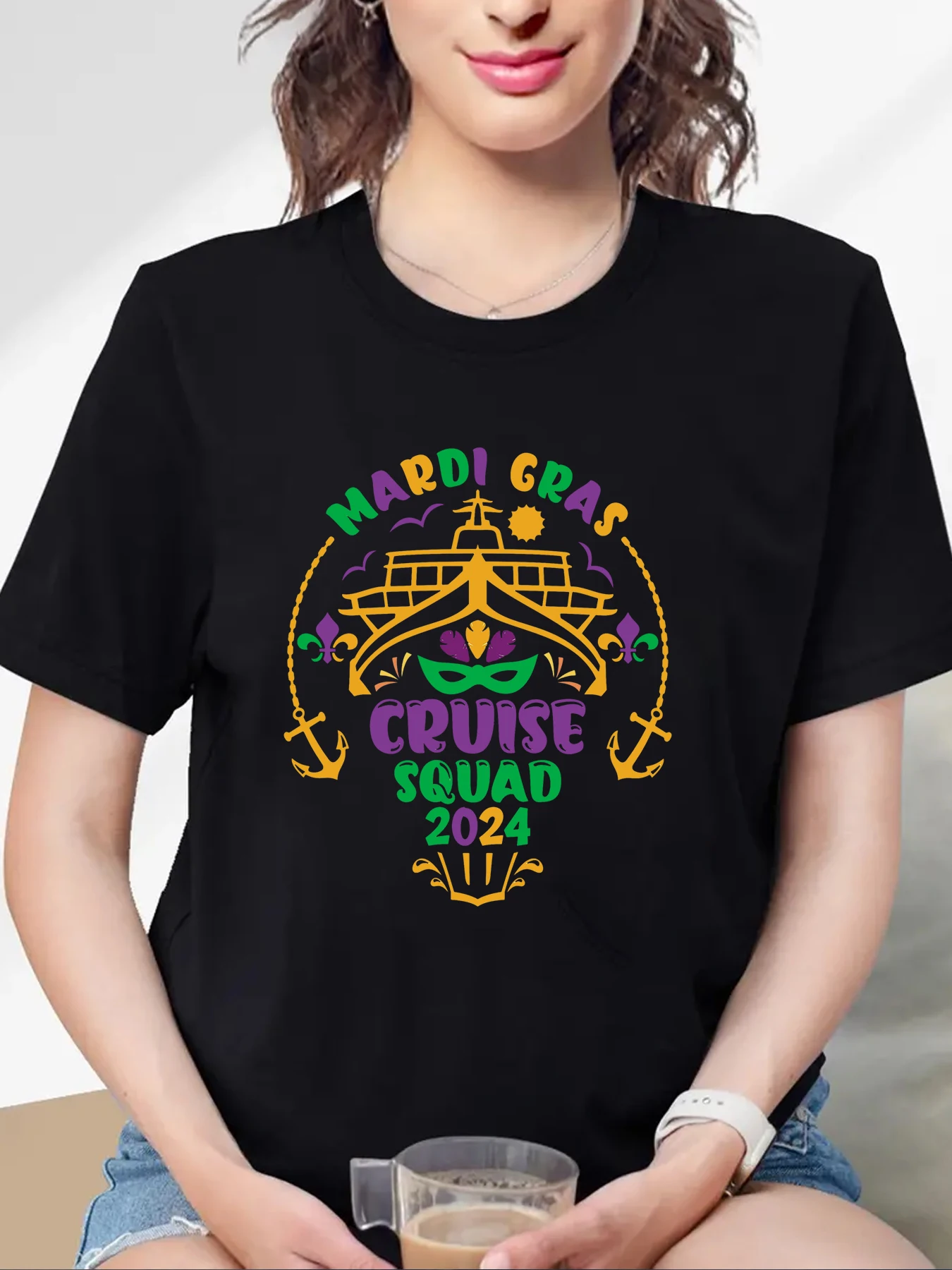 Zomer T-Shirtmardi Gras Shirt Voor Dames Het Is Mardi Gras Shirt Carnaval Outfit Shirt Vakantie Gebleekte Tops Met Korte Mouwen