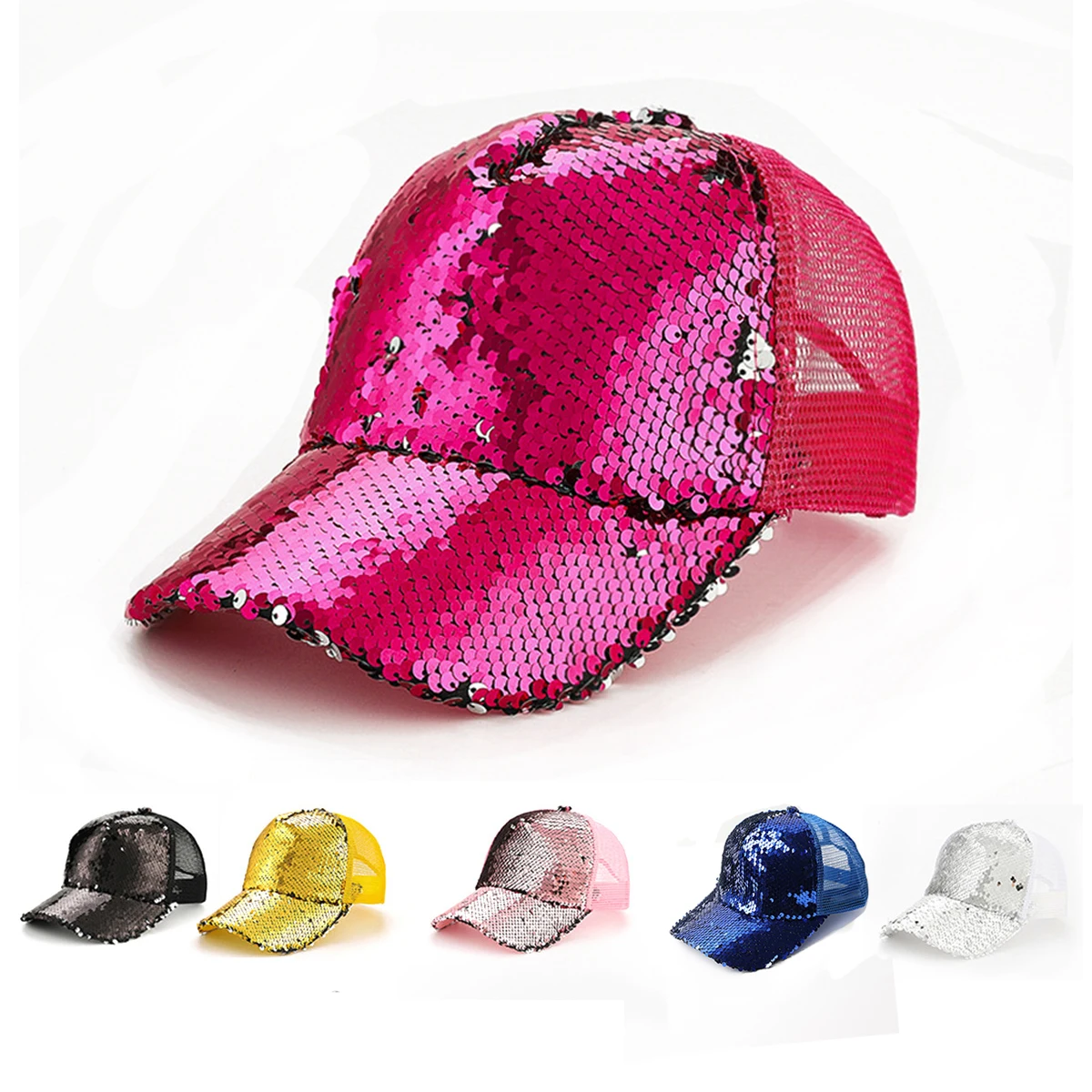 Women's Sequin Mesh Breathable Baseball Cap, Outdoor Sun Protection Hat