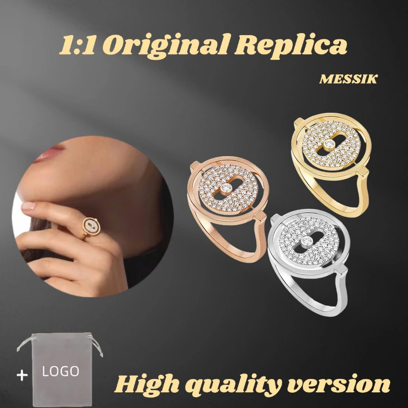 S925 Sterling Silver Elegant Charms Rings for Women Unique Design Luxury Jewelry LUCKY MOVE Series Party Gift