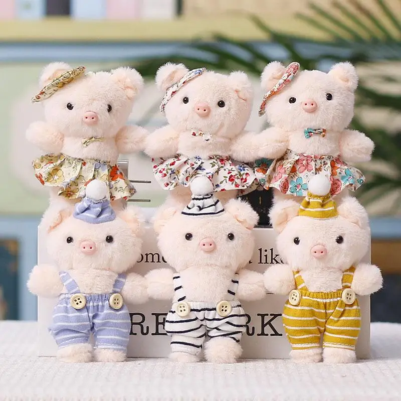 Cute Fluffy Plush Sheep Pig Hamster Keychain Lace Bow Multicolor Birthday Gift For Kids Girls