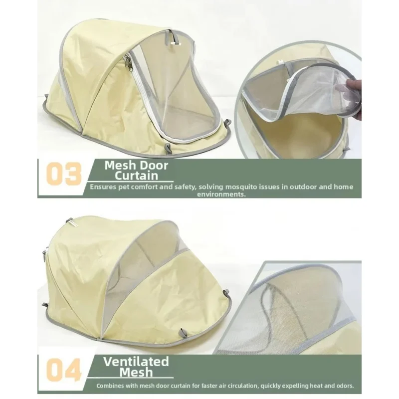 Portable Pop Up Dog Tent Sun Protection Breathable Waterproof Pet House Bed For Small Medium Dogs Foldable Outdoor Camping view 4
