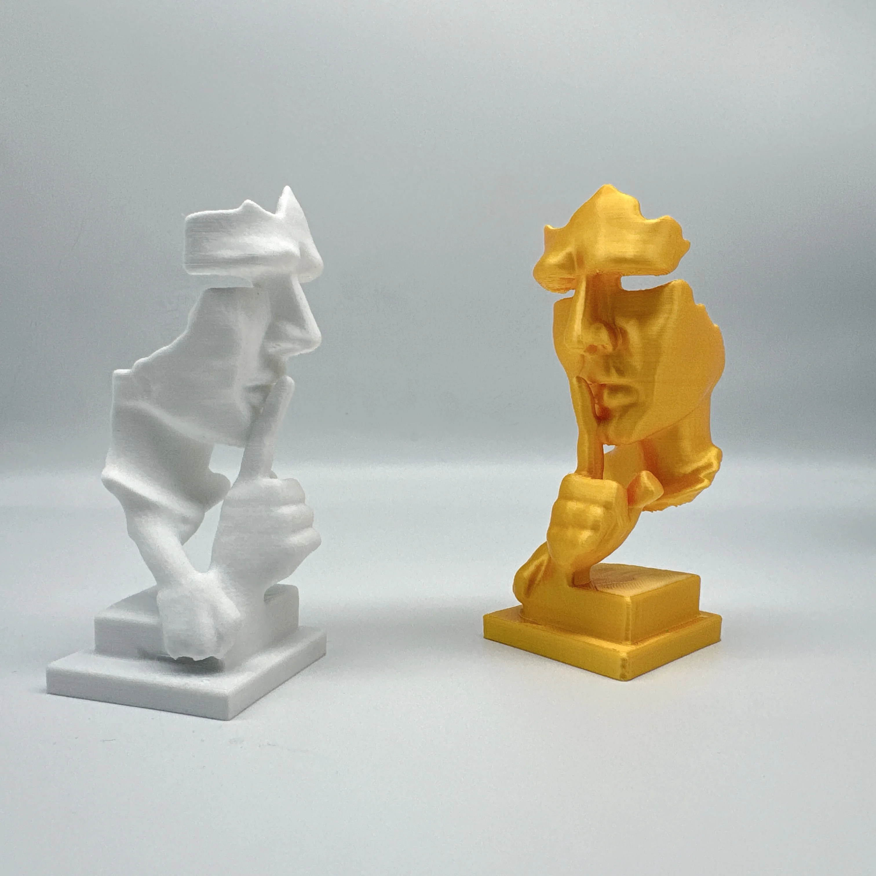 طباعة ثلاثية الأبعاد، الصمت هو الذهب المفكر النحت الحلي البلاستيكية، مجردة الحديثة بسيطة غرفة المعيشة سطح المكتب مكتب الديكور