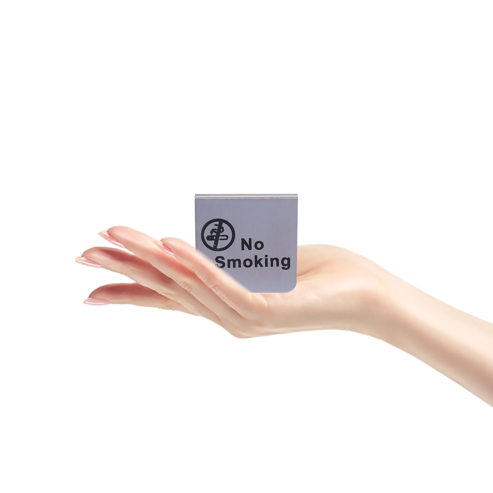 

No Smoking Stainless Steel No Smoking Sign Sticker Double Side Table Tent For Office Hotel Public Spaces Indoor Outdoor Use