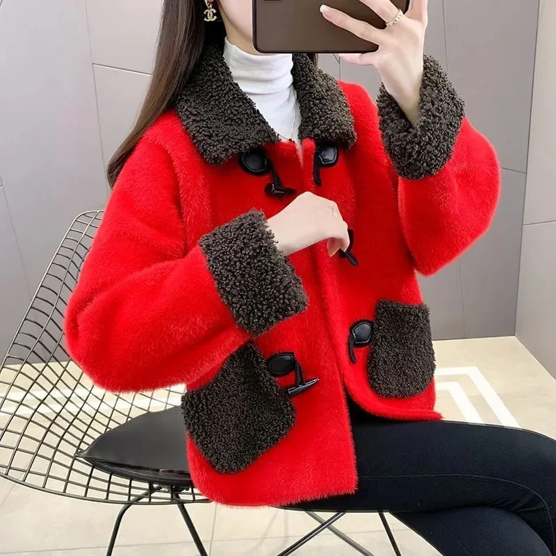 

Small Fragrance Mink Velvet Coat women Autumn Winter2024New High-Quality Jacket Short Thickened Overwear Fashion Cardigan Ladies