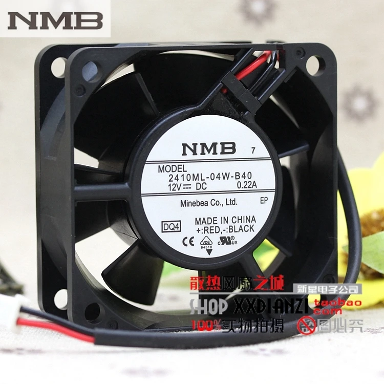 

For NMB 2410ML-04W-B40 2-wire original 6025 6CM 12V 0.22A two-wire double ball bearing fan