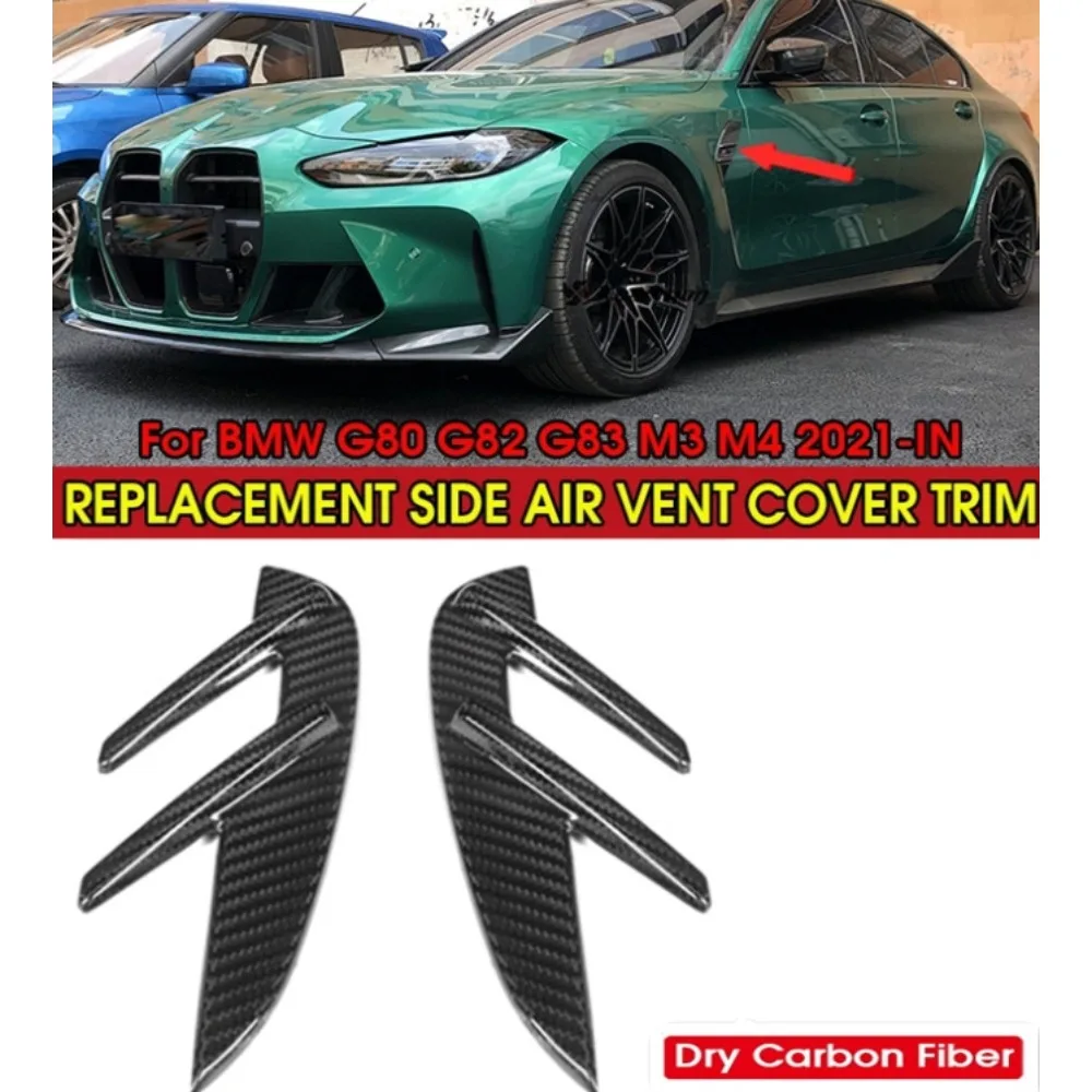 

Dry Carbon Fiber Replacement Side Fender Cover For BMW G80 G81 G82 G83 M3 M4 2021-IN Side Air Intake Vents Cover Trim