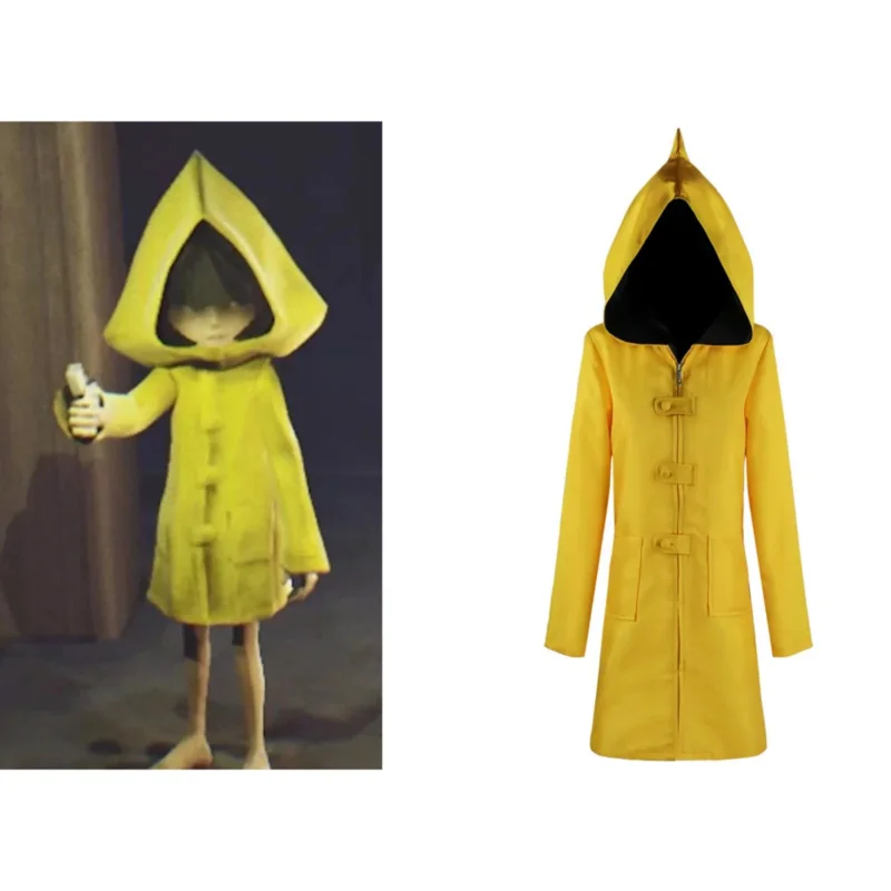 Anime Little Nightmares Six Costume Cosplay Horror Game Unisex Raincoat Uniform Fashion Cloak Halloween Masquerade Party Prop