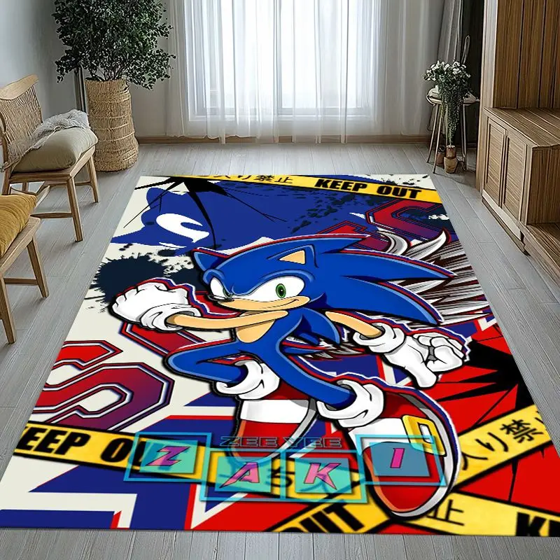 Cartoon S-Sonic Rings K-Knuckles Game Soft Non-Slip Area Rug for Living Room,Bedroom Playroom Carpet Mat for Sofa,Home Decor