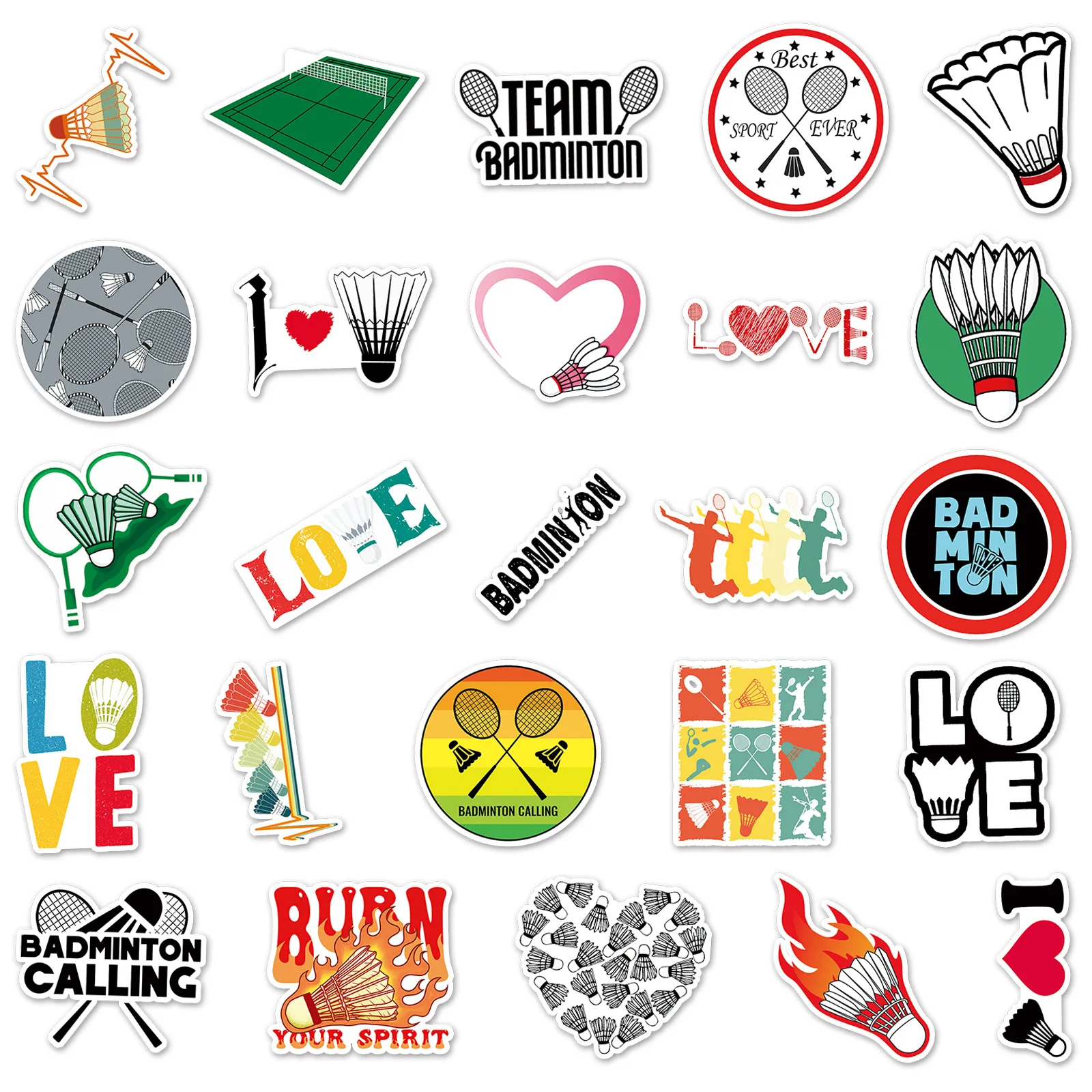 

10/50PCS Sports Badminton Graffiti Sticker Personalized Creative Decoration Mobile Phone Case Stationery Box Laptop Decal
