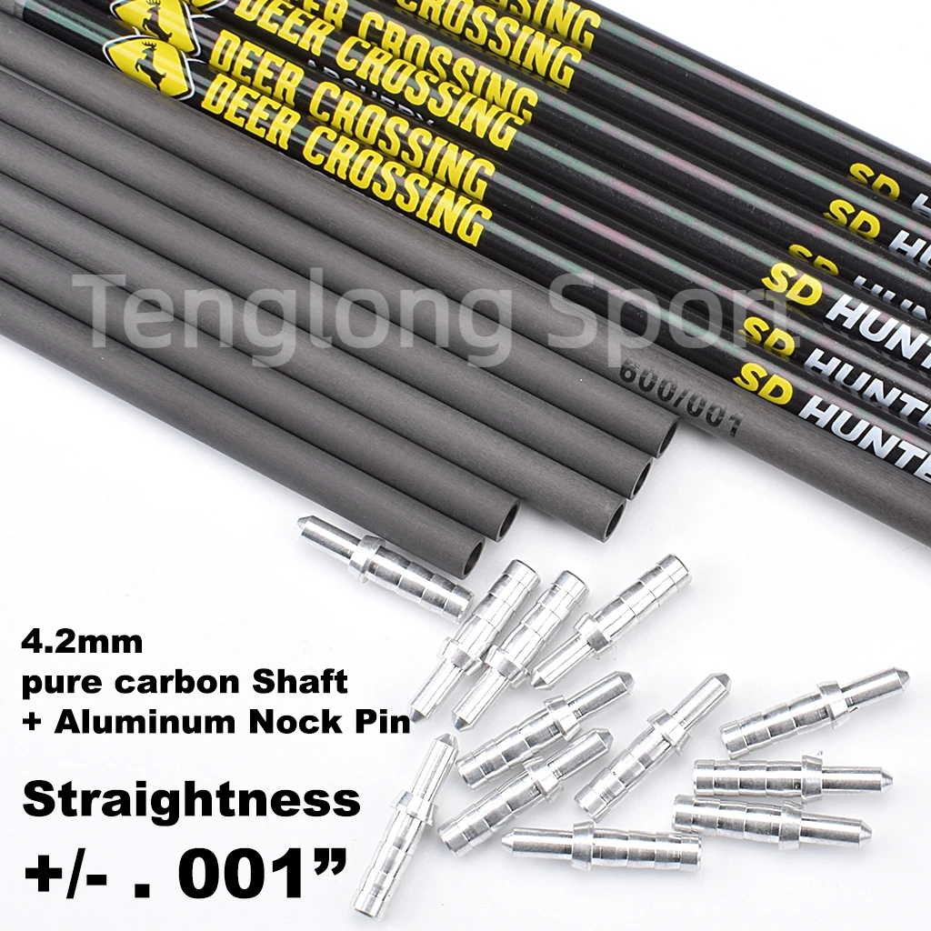 

12pcs 30/ 31/ 32in 4.2mm Pure Carbon Arrow Shaft .001 Sp400/500/600/700/800/900+ 12pcs 4.2mm Aluminium Nock Pin