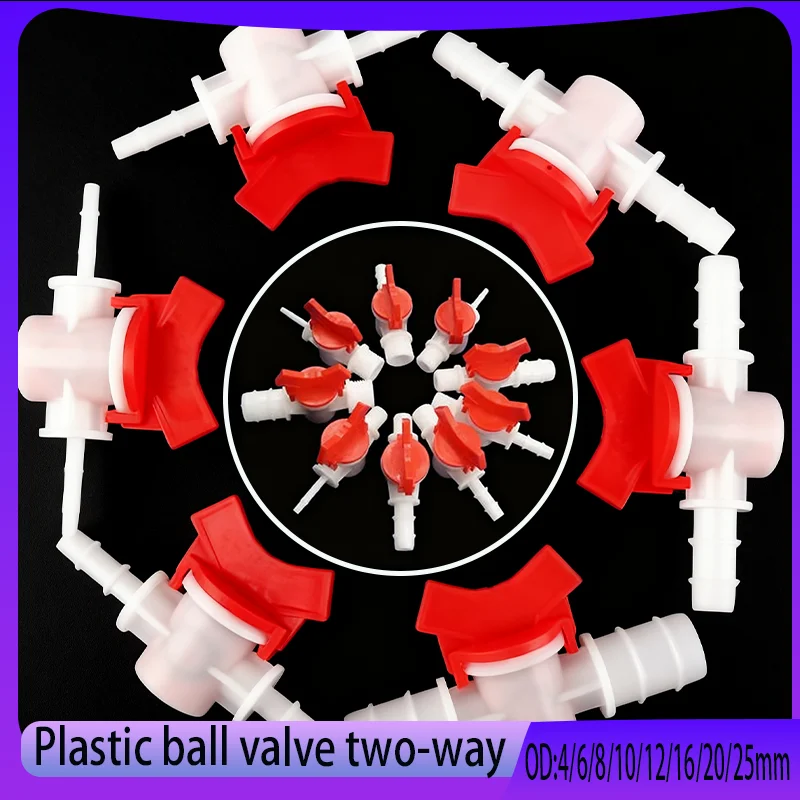 

1Pcs OD4mm~ 25mm Double directional plastic ball valve with hose hook and quick insert valve hose connector
