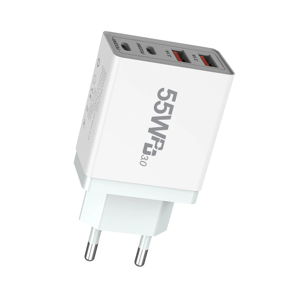 New Universal 55W  fast charging 4Ports Dual PD Type C USB Wall Charger US Power Adapters For Iphone  Ipad Universal  Xiaomi LG image 2