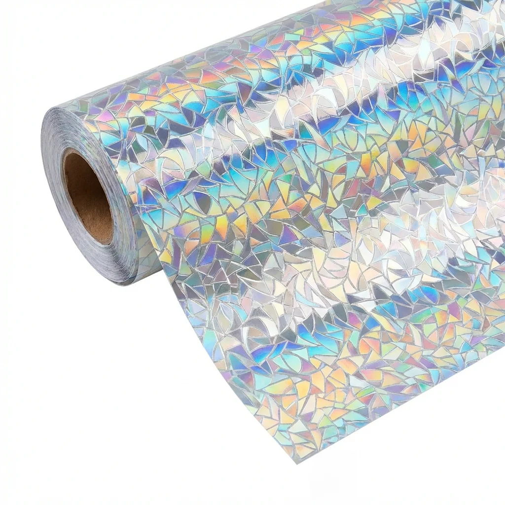 Rainbow 3D Stained Glass Window Film Static Cling Privacy Decorative Non-Adhesive for Home Office Bathroom